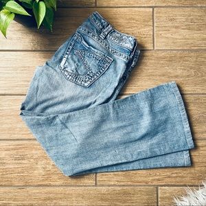 SILVER JEANS “Suki” boot cut. HEMMED Size 32W/27L